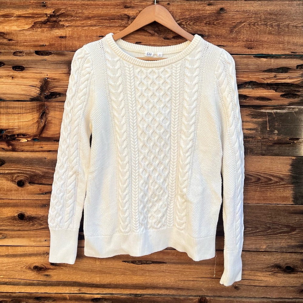 GAP | Chunky Cable Knit Cream Off White Sweater M